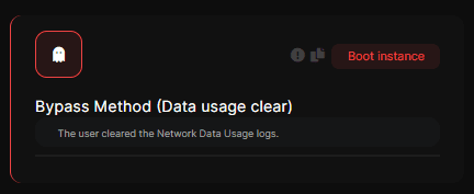 Captura de la detección: Método de bypass (borrado de uso de datos)