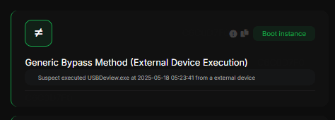 Captura de la detección: Método de bypass genérico (ejecución desde dispositivo externo)