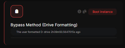 Captura de la detección: Método de bypass (formateo de disco)