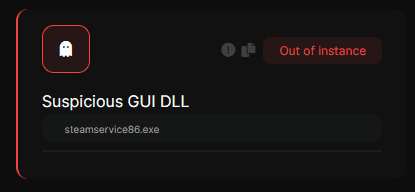 Captura de la detección: DLL de GUI sospechosa