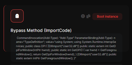 Captura de la detección: Método de bypass (Importcode)