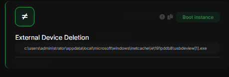 Captura de la detección: Borrado desde dispositivo externo