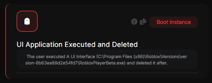 Captura de la detección: Aplicación con UI ejecutada y borrada